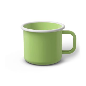 Emaille Tasse 8 cm limettengrün, weißer Rand, Innenfarbe limettengrün, (Klassiker)