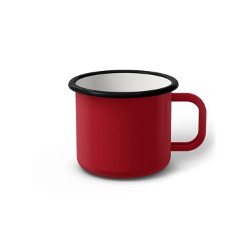 Emaille Tasse 7 cm dunkelrot, schwarzer Rand, Innenfarbe weiß, (Cappuccinotasse)