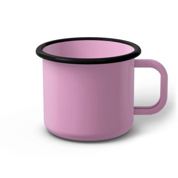 Emaille Tasse 9 cm pink, schwarzer Rand, Innenfarbe pink, (Jumbotasse)