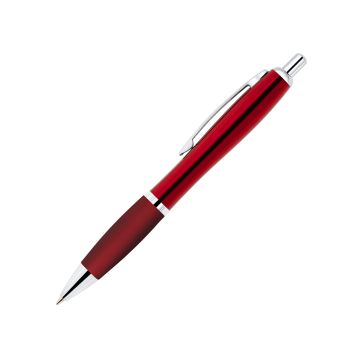 Curvo Metallkugelschreiber chrome mit Softgripgriffzone rot