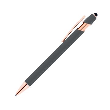 Alpha Soft Touch Kugelschreiber Rosegold mit Stylus anthrazit