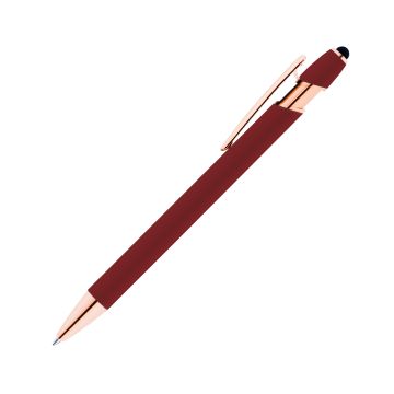 Alpha Soft Touch Kugelschreiber Rosegold mit Stylus dunkelrot