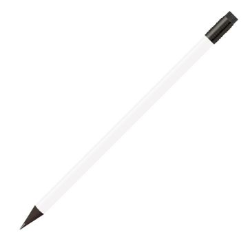 Staedtler Designbleistift weiß, rund, schwarz durchgefärbt mit schwarzer Zwinge und schwarzem Radiertip