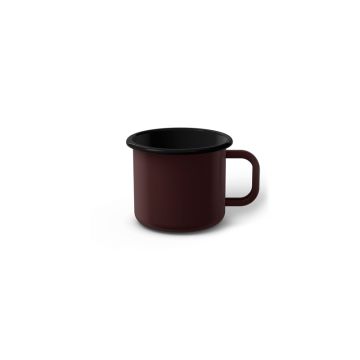 Emaille Tasse 5 cm dunkelbraun, schwarzer Rand, Innenfarbe schwarz, (Espressotasse)