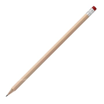 Bleistift rund natur mit Radierer, FSC red