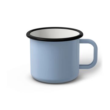 Emaille Tasse 8 cm hellblau, schwarzer Rand, Innenfarbe weiß, (Klassiker)