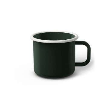 Emaille Tasse 7 cm dunkelgrün, weißer Rand, Innenfarbe dunkelgrün, (Cappuccinotasse)