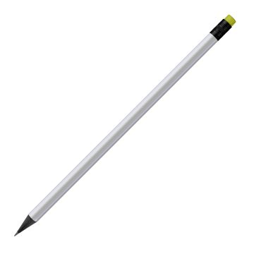 Designbleistift rund schwarz durchgefärbt, weiß matt mit Radierer, FSC neon_yellow