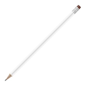 Bleistift rund weiß mit Radierer, FSC brown