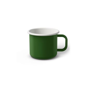 Emaille Tasse 6 cm grün, weißer Rand, Innenfarbe weiß, (Kaffeetasse)