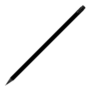 Designbleistift rund schwarz durchgefärbt schwarz matt mit Radierer, FSC