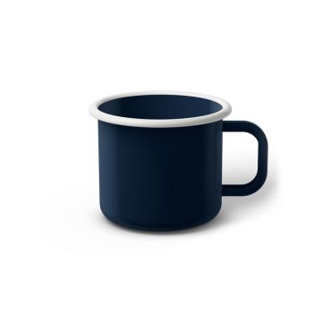 Emaille Tasse 7 cm dunkelblau, weißer Rand, Innenfarbe dunkelblau, (Cappuccinotasse)
