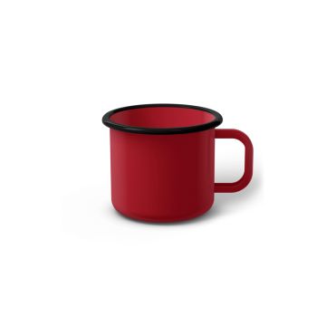 Emaille Tasse 6 cm dunkelrot, schwarzer Rand, Innenfarbe dunkelrot, (Kaffeetasse)