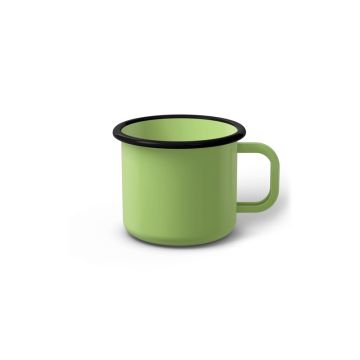 Emaille Tasse 6 cm limettengrün, schwarzer Rand, Innenfarbe limettengrün, (Kaffeetasse)
