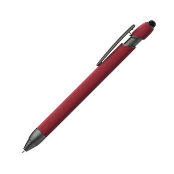 Alpha Soft Touch Dreikant-Kugelschreiber mit Stylus gunmetal dunkelrot