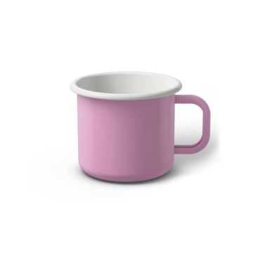 Emaille Tasse 7 cm pink, weißer Rand, Innenfarbe weiß, (Cappuccinotasse)