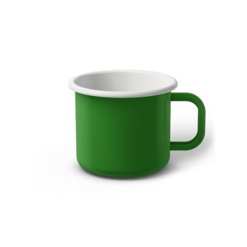 Emaille Tasse 7 cm hellgrün, weißer Rand, Innenfarbe weiß, (Cappuccinotasse)