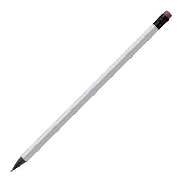 Designbleistift rund schwarz durchgefärbt, weiß matt mit Radierer, FSC brown