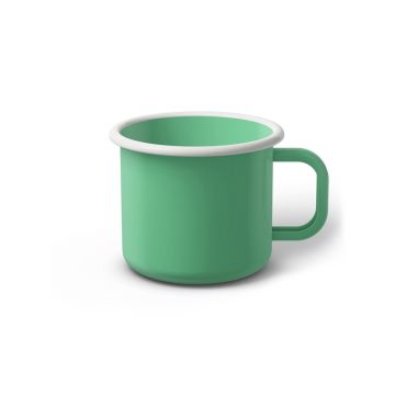 Emaille Tasse 7 cm helltürkis, weißer Rand, Innenfarbe helltürkis, (Cappuccinotasse)