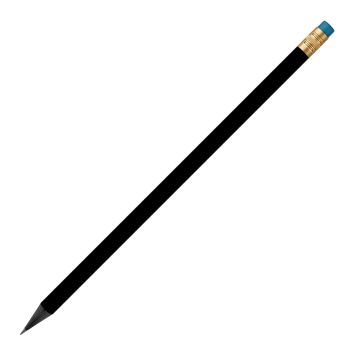 Designbleistift rund schwarz durchgefärbt, silber mit Radierer, FSC light_blue