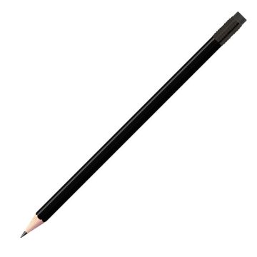 Staedtler Bleistift schwarz, eckig mit schwarzer Zwinge und schwarzem Radiertip