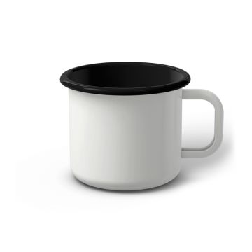 Emaille Tasse 8 cm weiß, schwarzer Rand, Innenfarbe schwarz, (Klassiker)