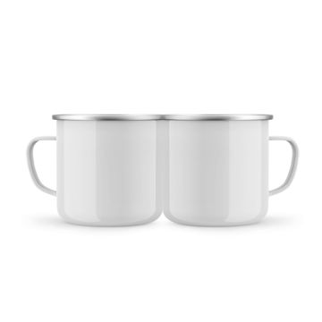 Emaille Tasse mit Stahlring Frank 8 cm beidseitig Rundumdruck