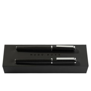 HUGO BOSS Set Formation Herringbone Chrome (tintenroller & füllfederhalter)