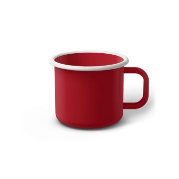 Emaille Tasse 7 cm dunkelrot, weißer Rand, Innenfarbe dunkelrot, (Cappuccinotasse)