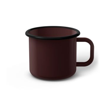 Emaille Tasse 8 cm dunkelbraun, schwarzer Rand, Innenfarbe dunkelbraun, (Klassiker)