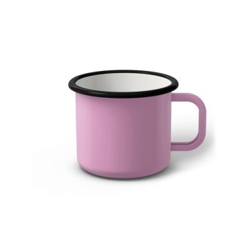 Emaille Tasse 7 cm pink, schwarzer Rand, Innenfarbe weiß, (Cappuccinotasse)