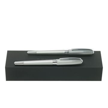 HUGO BOSS Set Essential Matte Chrome (tintenroller & füllfederhalter)