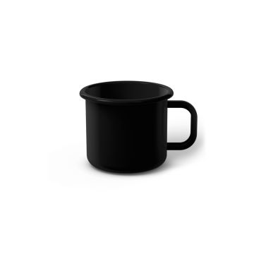 Emaille Tasse 6 cm schwarz, schwarzer Rand, Innenfarbe schwarz, (Kaffeetasse)