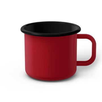 Emaille Tasse 9 cm, schwarzer Rand, Innenfarbe schwarz, (Jumbotasse)