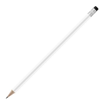 Bleistift rund weiß mit Radierer, FSC