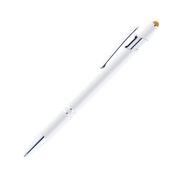 Alpha Soft Touch Kugelschreiber weiß mit farbigem Stylus gelb