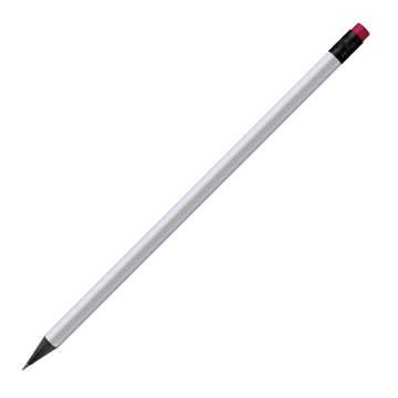 Designbleistift rund schwarz durchgefärbt, weiß matt mit Radierer, FSC pink