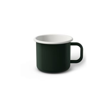Emaille Tasse 6 cm dunkelgrün, weißer Rand, Innenfarbe weiß, (Kaffeetasse)