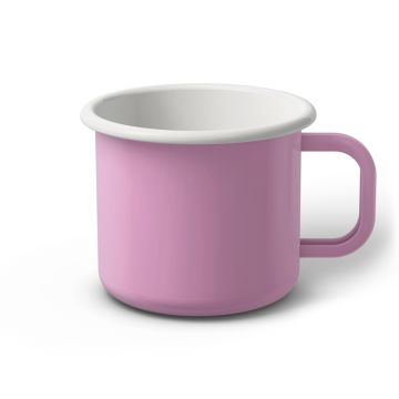 Emaille Tasse 9 cm pink, weißer Rand, Innenfarbe weiß, (Jumbotasse)