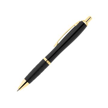 Curvo Metallkugelschreiber gold mit Softgripgriffzone schwarz