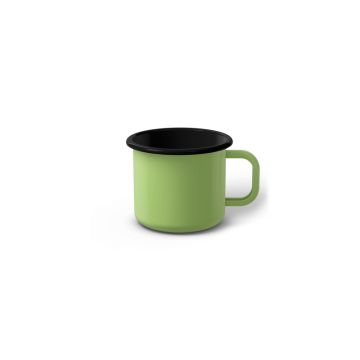 Emaille Tasse 5 cm limettengrün, schwarzer Rand, Innenfarbe schwarz, (Espressotasse)