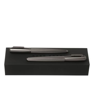 HUGO BOSS Set Pure Matte Dark Chrome (tintenroller & füllfederhalter)