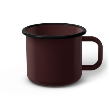 Emaille Tasse 9 cm dunkelbraun, schwarzer Rand, Innenfarbe dunkelbraun, (Jumbotasse)