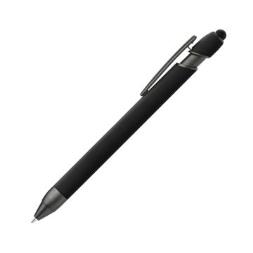 Alpha Soft Touch Dreikant-Kugelschreiber mit Stylus gunmetal schwarz