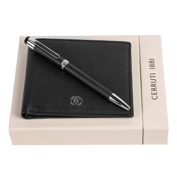 Cerruti 1881 Set Regent Black (kugelschreiber & brieftasche)