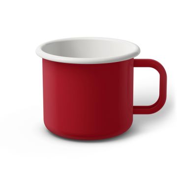 Emaille Tasse 9 cm dunkelrot, weißer Rand, Innenfarbe weiß, (Jumbotasse)