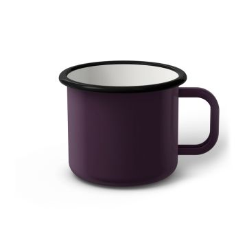 Emaille Tasse 8 cm dunkelviolett, schwarzer Rand, Innenfarbe weiß, (Klassiker)