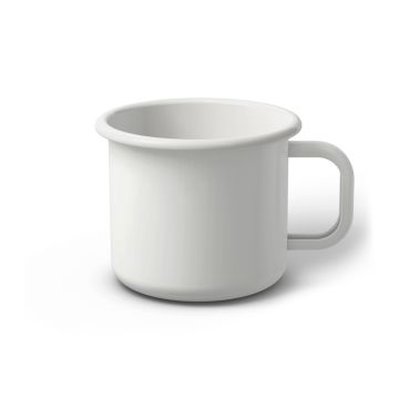 Emaille Tasse 8 cm weiß, weißer Rand, Innenfarbe weiß, (Klassiker)