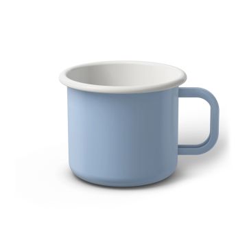 Emaille Tasse 8 cm hellblau, weißer Rand, Innenfarbe weiß, (Klassiker)