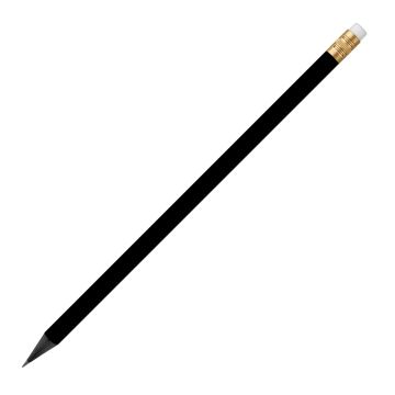 Designbleistift rund schwarz durchgefärbt, silber mit Radierer, FSC white
